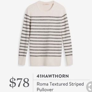Textured Sweater Pullover Stripped White Grey